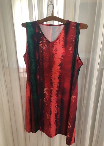 Diğer Kırmızı Batik Desenli Salaş Hamile Tunik