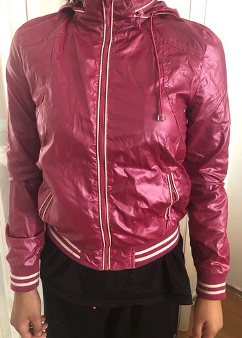 Parlak Pembe Fermuarlı Kadın Ceket - Görsel 2