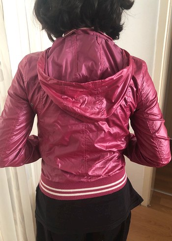 Parlak Pembe Fermuarlı Kadın Ceket - Görsel 3