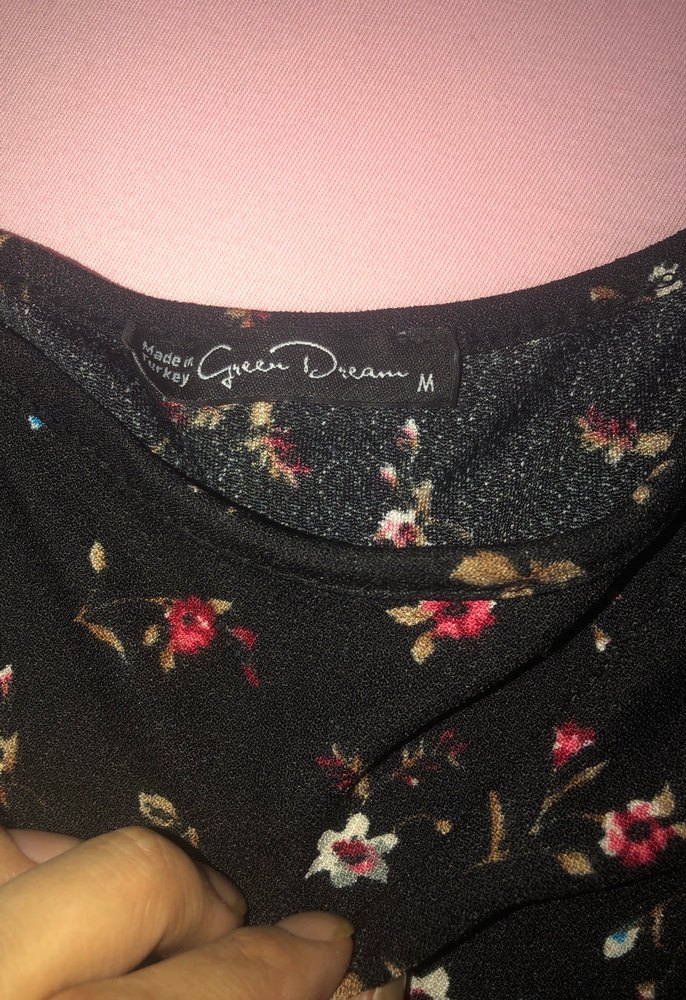 Çiçek Desenli Siyah Mini Kadın Tulum - Görsel 2