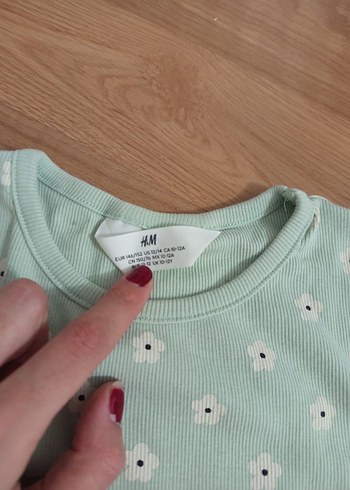 Kız Çocuk Yeşil Çiçekli Kısa Kollu Tişört - Görsel 3