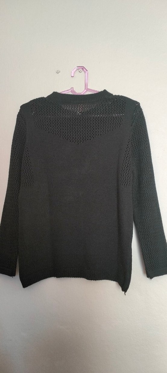 Siyah  Uzun Kollu Kazak - Görsel 2