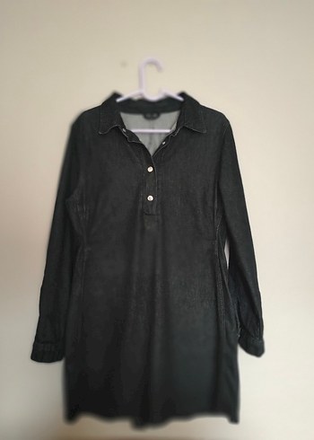 Kadın Siyah Denim Midi Elbise - Görsel 4