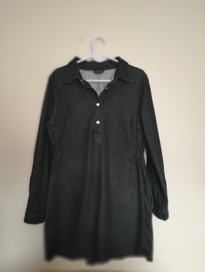 Kadın Siyah Denim Midi Elbise - Görsel 4