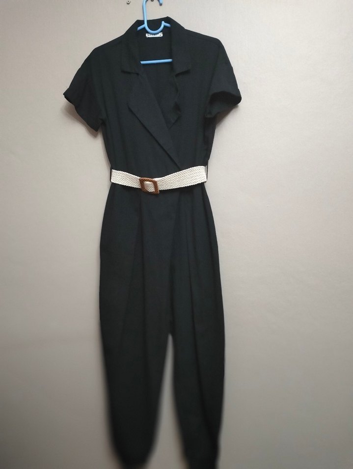 Kemerli Uzun Kadın Tulum - Görsel 2