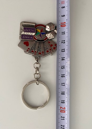 Beden Renk Renkli Vintage Poker Temalı Anahtarlık