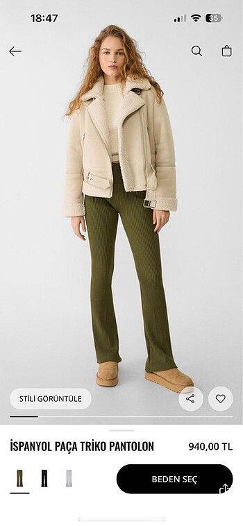 xs Beden haki Renk Bershka triko pantolon