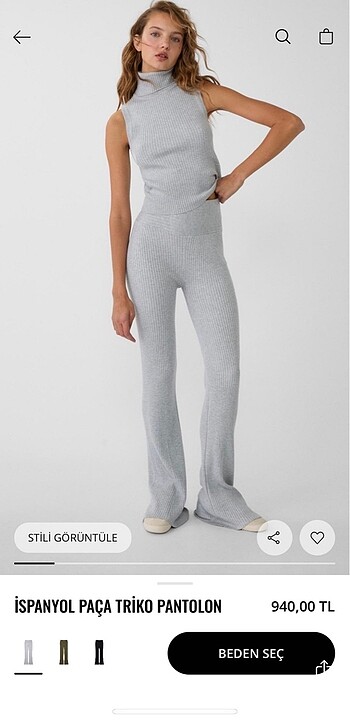 xs Beden gri Renk Bershka triko pantolon