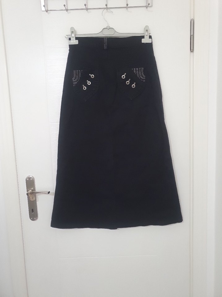 Siyah Uzun Kot Etek - Görsel 2