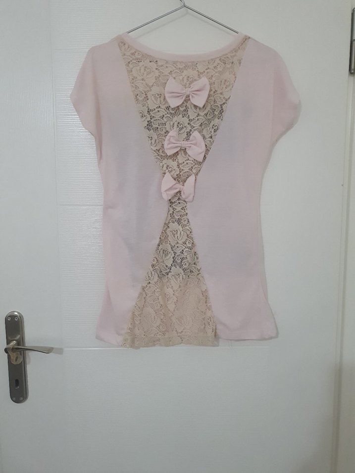 Kız Çocuk Pembe Baskılı Kısa Kollu Tişört - Görsel 2