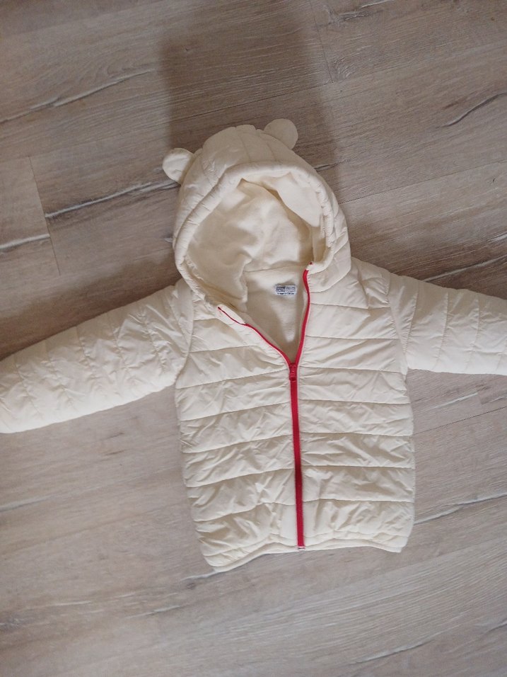 Çocuk Beyaz Fermuarlı Mont - Görsel 3