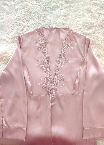 PUDRA PEMBESİ 2'Lİ SATEN GECELİK - Görsel 2