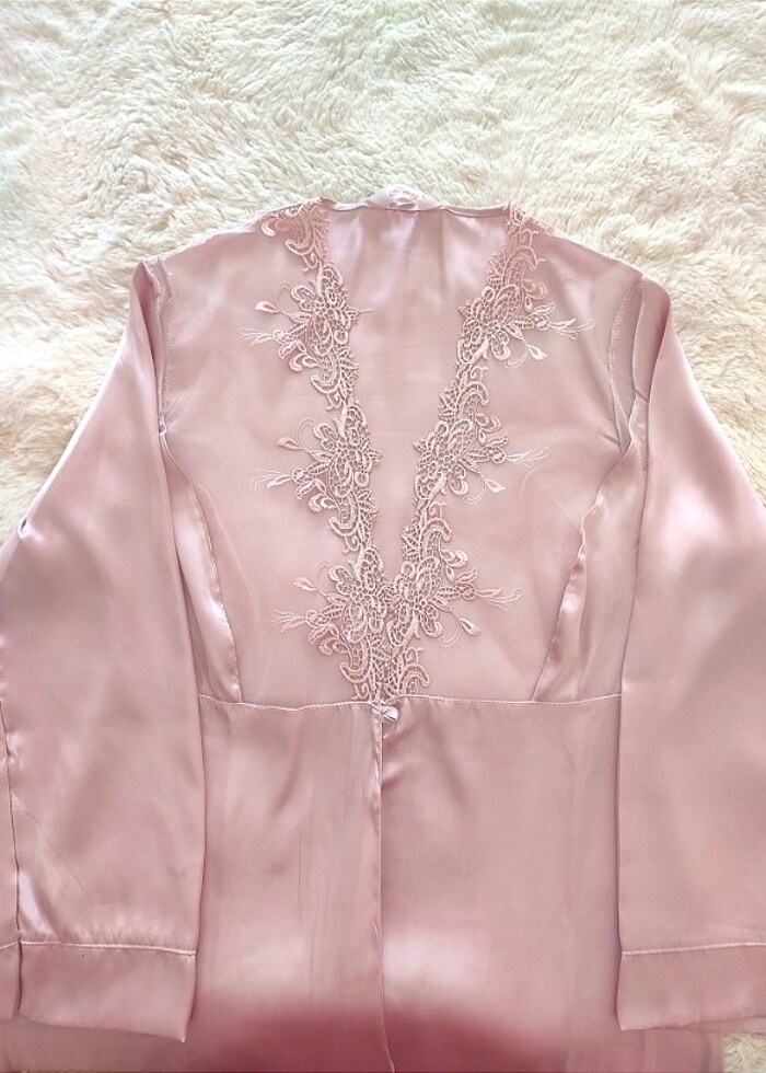 PUDRA PEMBESİ 2'Lİ SATEN GECELİK - Görsel 2