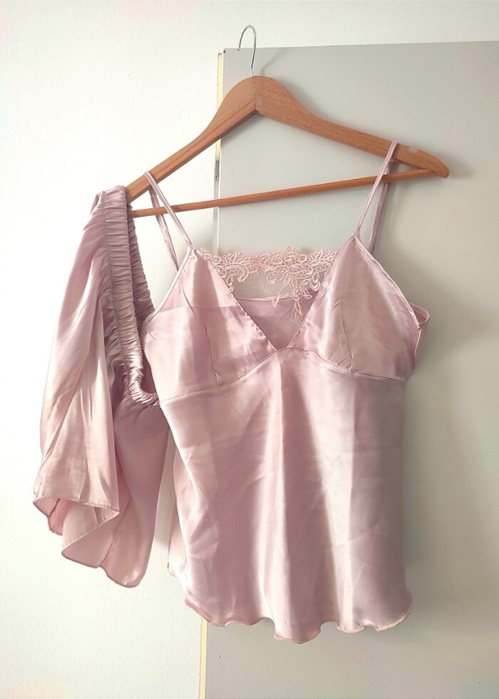 PUDRA PEMBESİ 2'Lİ SATEN GECELİK - Görsel 4