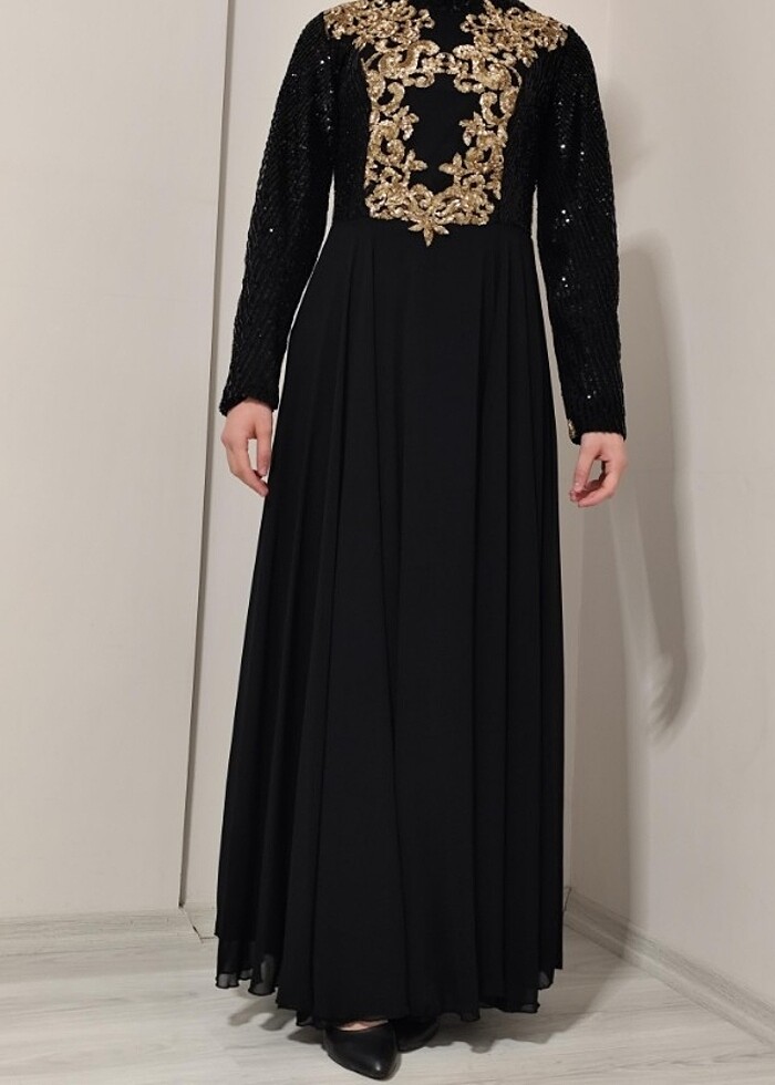 Şifon taşlı elbise  - Görsel 2