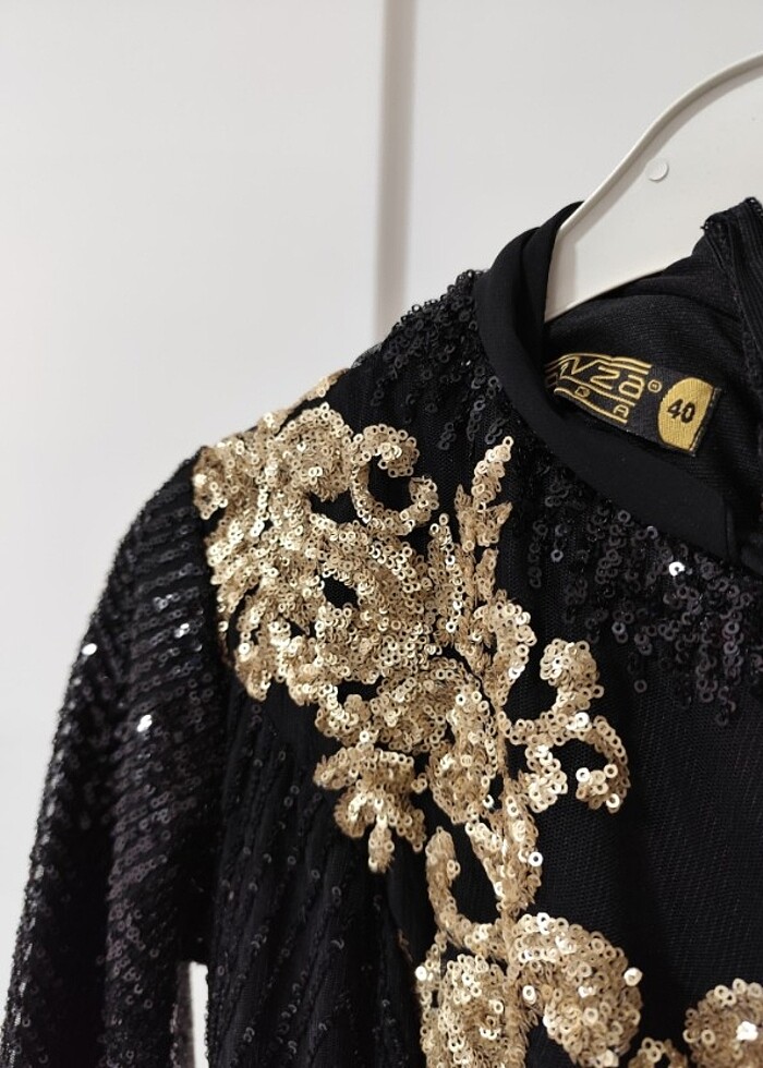 Şifon taşlı elbise  - Görsel 3