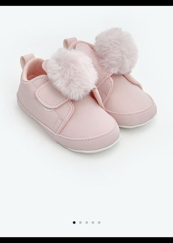 Pembe Kürklü Kız Bebek İlk Adım ev Ayakkabısı - Görsel 2