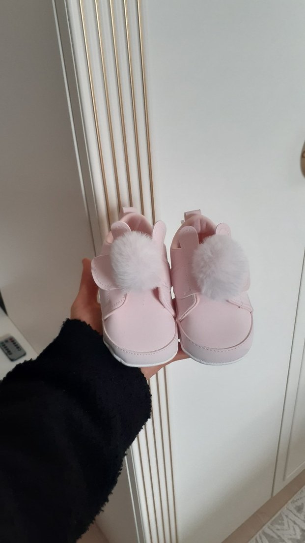 Pembe Kürklü Kız Bebek İlk Adım ev Ayakkabısı - Görsel 3
