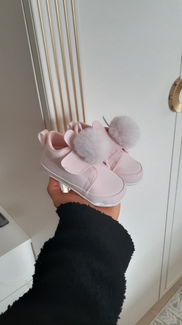 Pembe Kürklü Kız Bebek İlk Adım ev Ayakkabısı - Görsel 5