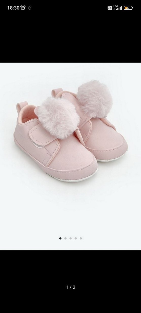 Pembe Kürklü Kız Bebek İlk Adım ev Ayakkabısı - Görsel 2