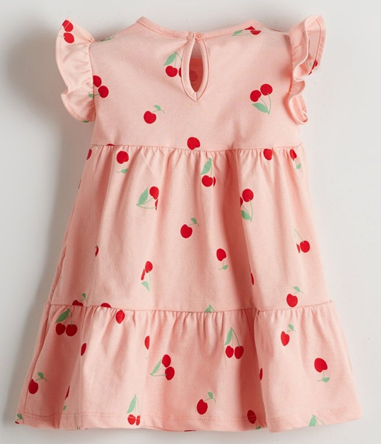 LCW Kız Çocuk Kiraz Desenli Fırfırlı Elbise - Görsel 2
