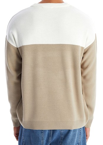 Bej ve Beyaz Renkli Erkek Triko Kazak - Görsel 2