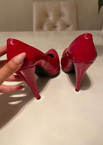 38 Beden kırmızı Renk Parlak Kırmızı Platform Topuklu Kadın Stiletto