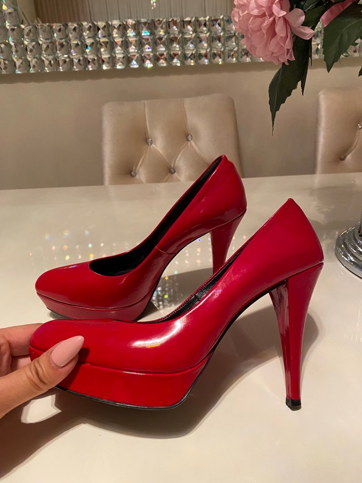 Parlak Kırmızı Platform Topuklu Kadın Stiletto - Görsel 5