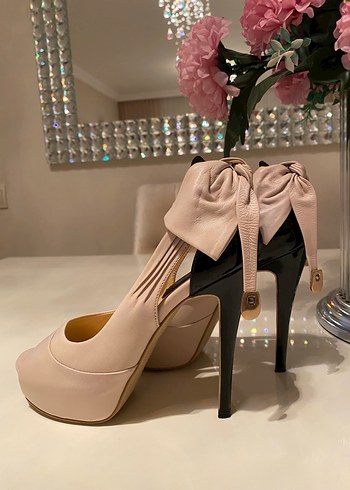 Pudra Renkli Tokalı Yüksek Topuklu Kadın Ayakkabı - Görsel 3
