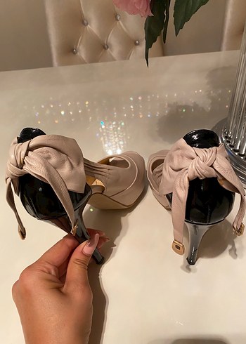 Pudra Renkli Tokalı Yüksek Topuklu Kadın Ayakkabı - Görsel 4