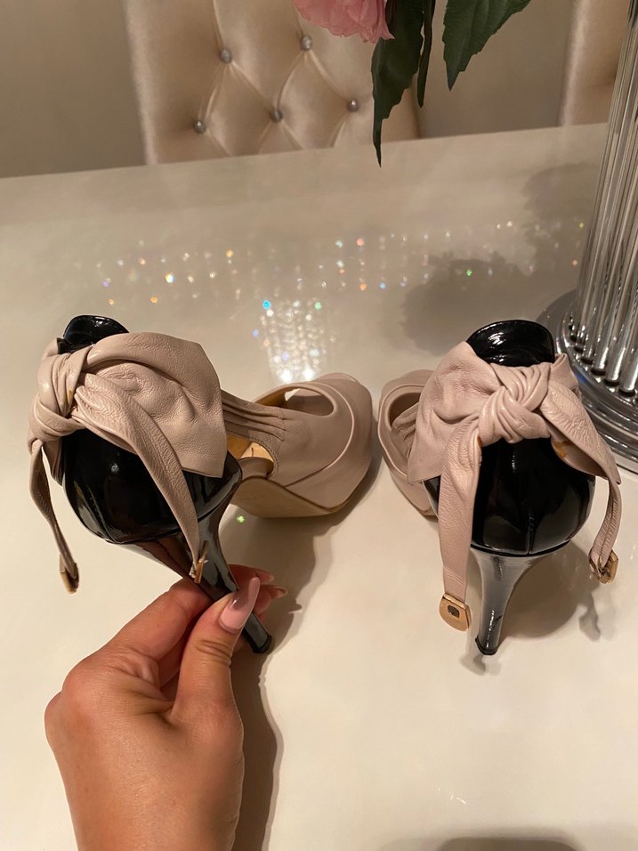 Pudra Renkli Tokalı Yüksek Topuklu Kadın Ayakkabı - Görsel 4