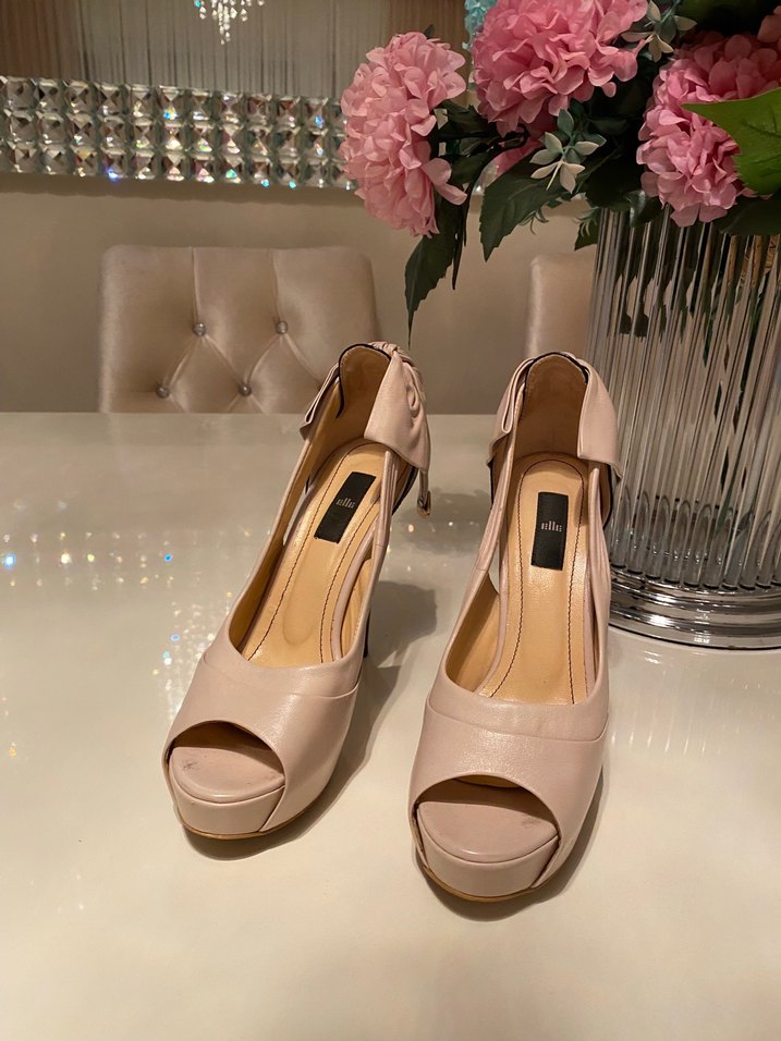 Pudra Renkli Tokalı Yüksek Topuklu Kadın Ayakkabı - Görsel 2