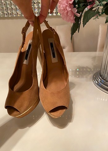 Bej Süet Platform Topuklu Kadın Ayakkabı - Görsel 5