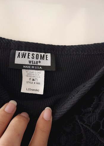 Diğer Siyah Dantel İşlemeli Kısa Crop Top