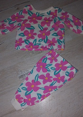 Pembe Çiçekli Bebek Kız Takımı Dantelli