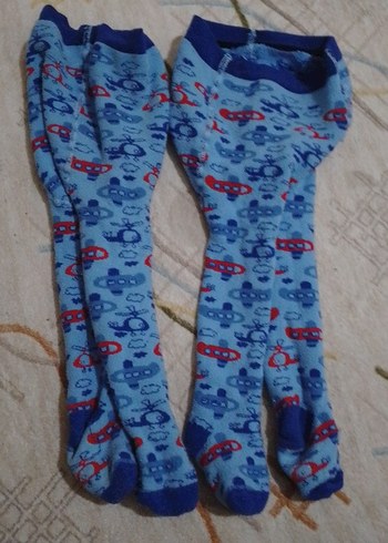 Çocuklar için Kalın Mavi Desenli Külotlu Çorap - Görsel 2