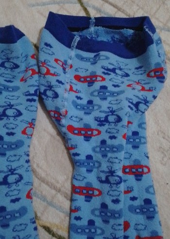 Çocuklar için Kalın Mavi Desenli Külotlu Çorap - Görsel 3