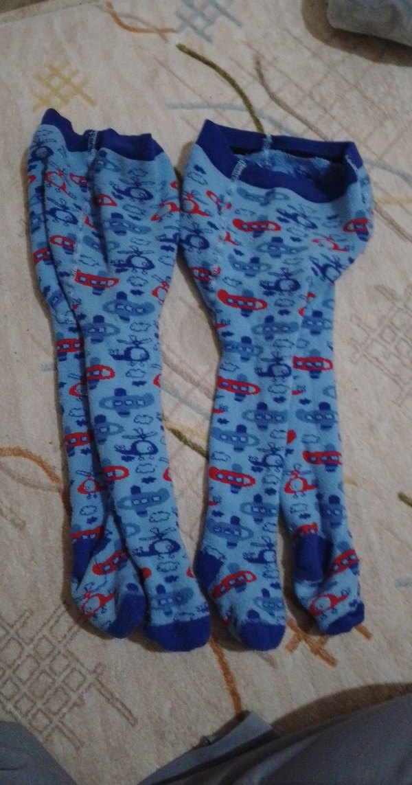 Çocuklar için Kalın Mavi Desenli Külotlu Çorap - Görsel 2