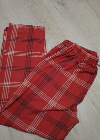 Kırmızı Ekose Rahat kadın Pijama Altı
