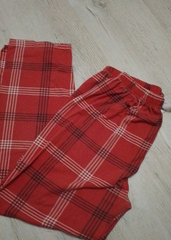 s Beden Kırmızı Ekose Rahat kadın Pijama Altı