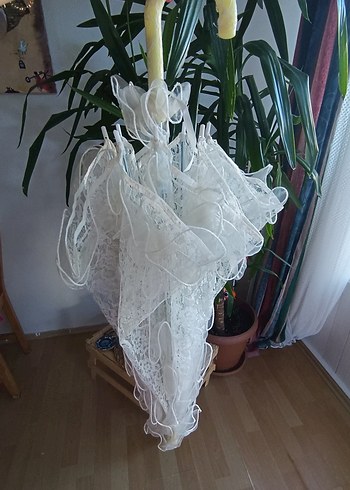 Gelinlik Çekim Dekor Dantel Kadın Şemsiye - Görsel 4