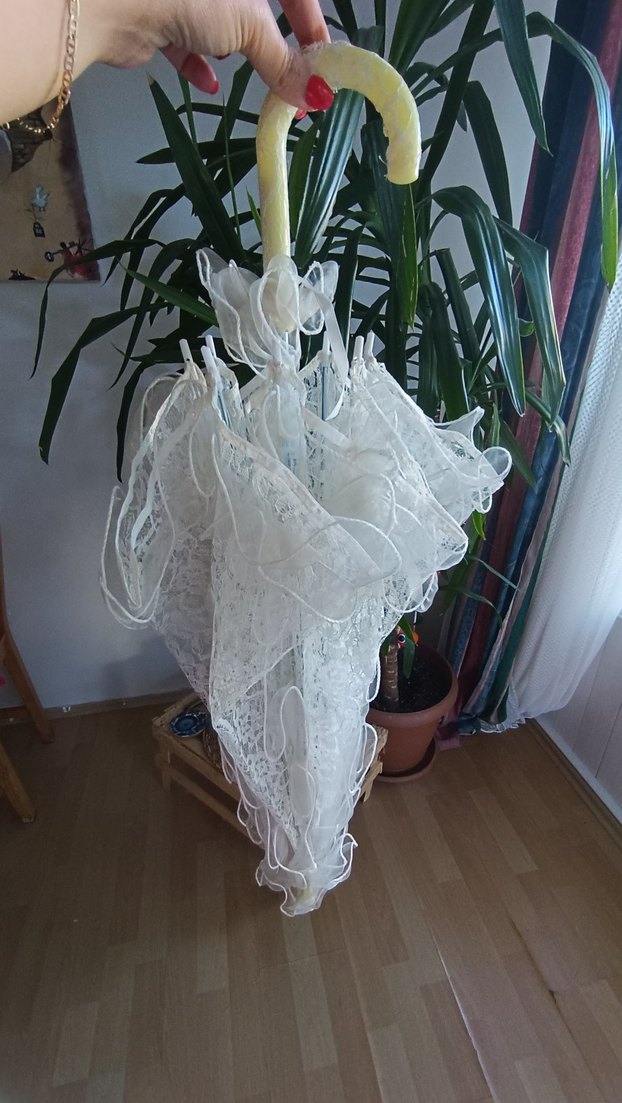 Gelinlik Çekim Dekor Dantel Kadın Şemsiye - Görsel 4