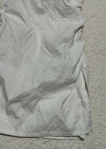 Bershka beyaz  Askılı Düz Yazlık Elbise - Görsel 5