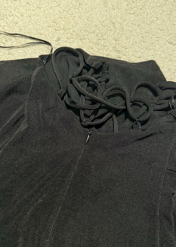 Siyah  bershka  elbise - Görsel 10
