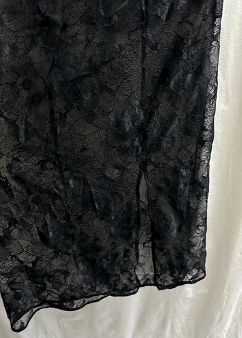 H&M Dantel Detaylı Siyah Midi Hamile Eteği - Görsel 7