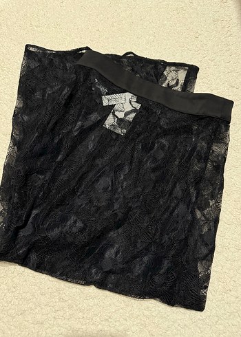 H&M Dantel Detaylı Siyah Midi Hamile Eteği - Görsel 3