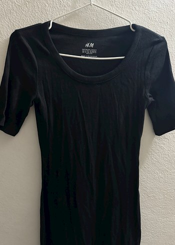 H&M Siyah Kısa Kollu Midi Elbise - Görsel 3