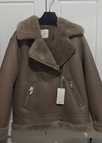 Mango Kürklü Kahverengi Kadın Deri Ceket - Görsel 2