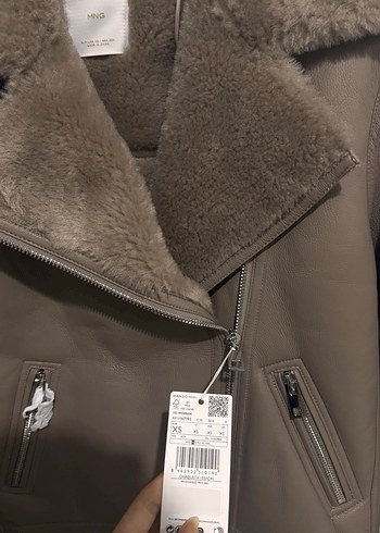 Mango Kürklü Kahverengi Kadın Deri Ceket - Görsel 3