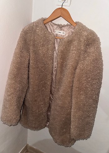 Mango Bej pudramsı Kürk Detaylı Yün Kadın Kaban - Görsel 2